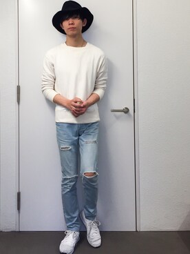 「N.HOOLYWOOD（N.ハリウッド）のアイテム（スウェット）」を使った、なで肩さん（メンズ・174cm）の夏コーディネート