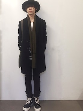 「TALKING ABOUT THE ABSTRACTION（トーキング　アバウト　ジ　アブストラクション）のアイテム（ファッション雑貨）」を使った、なで肩さん（メンズ・174cm）の秋コーディネート