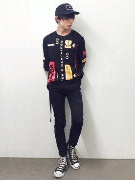 「OPENING CEREMONY（オープニングセレモニー）のアイテム（Tシャツ/カットソー）」を使った、なで肩さん（メンズ・174cm）の夏コーディネート