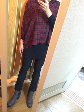 「ADAM ET ROPE'（アダムエロペ）のアイテム（チュニック）」を使った、ともまゆママさん（レディース・167cm）の冬コーディネート
