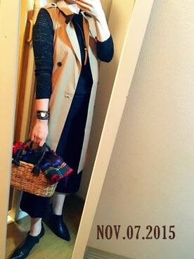 「ジョンストンズ」｜「アイテム（トレンチコート）」を使った、ともまゆママさん（レディース・167cm）の秋コーディネート
