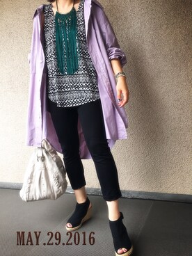 「JGのアイテム」を使った、ともまゆママさん（レディース・167cm）の春コーディネート