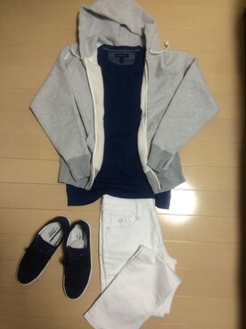 「Ambassadors By Verginia（アンバサダーズバイバージニア）のアイテム（スニーカー、ブルー系）」を使った、NKさん（メンズ・175cm）の春コーディネート