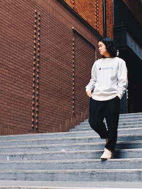 「UNDEFEATED （アンディフィーテッド）のアイテム（スウェット）」を使った、Mahiro Sayamaさん（メンズ・165cm）の秋コーディネート