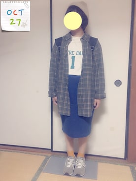 「ビッグシャツ」｜「アイテム（ニットキャップ/ビーニー）」を使った、non さん（レディース・150cm）の秋コーディネート