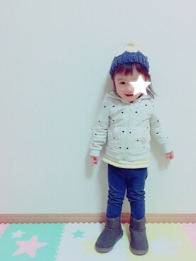 「SM2（エスエムツー）のアイテム（帽子）」を使った、makoさん（キッズ・80cm）の秋コーディネート