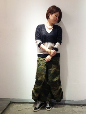 「Johnbull Private labo（ジョンブルプライベートラボ）のアイテム（スカート）」を使った、Johnbull Private labo WOMENさん（レディース・159cm）の夏コーディネート