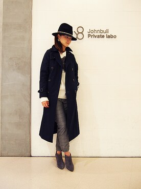 「Johnbull Private labo（ジョンブルプライベートラボ）のアイテム（トレンチコート）」を使った、Johnbull Private labo WOMENさん（レディース・165cm）の秋コーディネート