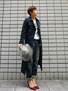 「Johnbull Private labo（ジョンブルプライベートラボ）のアイテム（トレンチコート）」を使った、Johnbull Private labo WOMENさん（レディース・157cm）の秋コーディネート