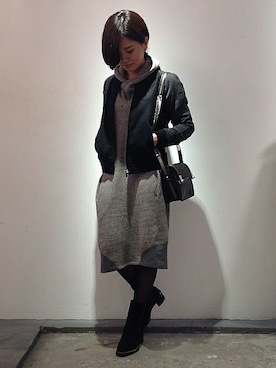 「Johnbull Private labo（ジョンブルプライベートラボ）のアイテム（ブルゾン）」を使った、Johnbull Private labo WOMENさん（レディース・159cm）の冬コーディネート