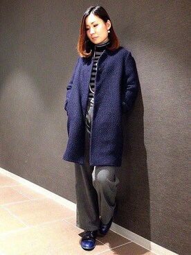 「Johnbull Private labo（ジョンブルプライベートラボ）のアイテム（チェスターコート）」を使った、Johnbull Private labo WOMENさん（レディース・165cm）の冬コーディネート