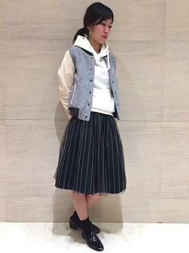 「Johnbull Private labo（ジョンブルプライベートラボ）のアイテム（スタジャン）」を使った、Johnbull Private labo WOMENさん（レディース・156cm）の冬コーディネート