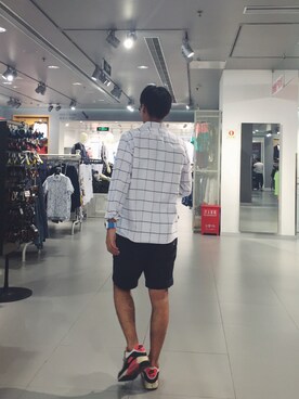 「商店」｜怪人さん（メンズ・180cm）の夏コーディネート