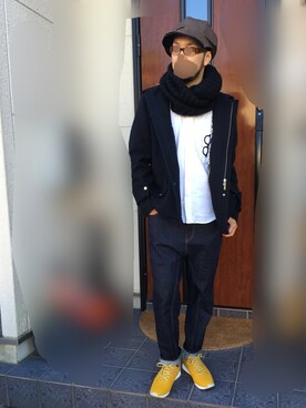 「Ne-net（ネネット）のアイテム（ダッフルコート）」を使った、おっきーさん（メンズ・171cm）の冬コーディネート
