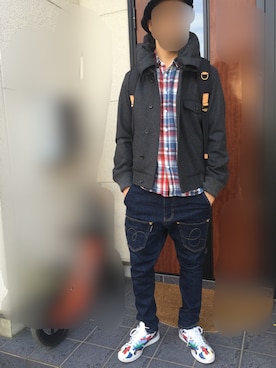 「mercibeaucoup,（メルシーボークー）のアイテム（ブルゾン）」を使った、おっきーさん（メンズ・171cm）の冬コーディネート