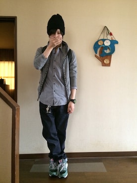 「UNIQLO（ユニクロ）のアイテム（シャツ/ブラウス、その他）」を使った、issiさん（メンズ・164cm）の秋コーディネート