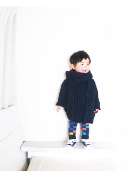 「無印良品（ムジルシリョウヒン）のアイテム（ブルゾン）」を使った、akachanさん（キッズ・70cm）の冬コーディネート
