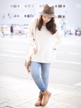 「rag & bone（ラグアンドボーン）のアイテム（帽子）」を使った、ARC imaokaさん（レディース・155cm）の冬コーディネート