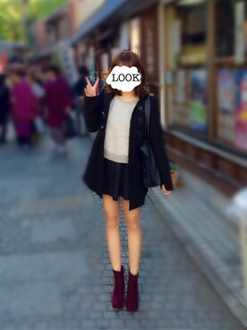 「ロング丈ダッフル」｜「アイテム（ブーツ）」を使った、Lillianさん（レディース・157cm）の秋コーディネート