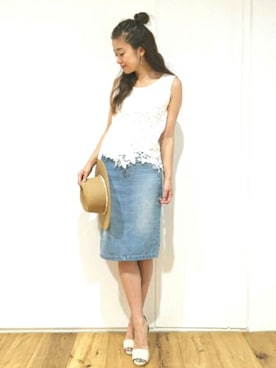 「レースタンク」｜ROYALPARTYさん（レディース・166cm）の夏コーディネート