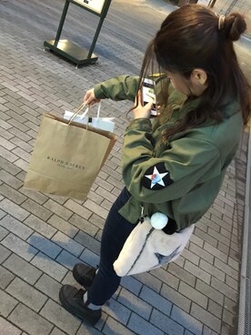 「Right-on（ライトオン）のアイテム（ミリタリージャケット）」を使った、mktさん（レディース・147cm）の冬コーディネート