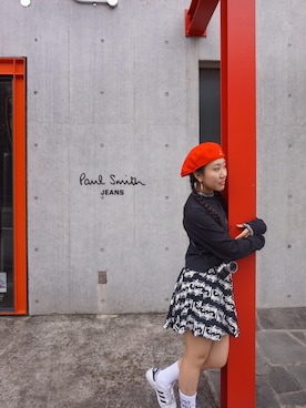 「stussywomen」｜「アイテム（ハンチング/ベレー帽）」を使った、KAWAYUIさん（レディース・156cm）の秋コーディネート