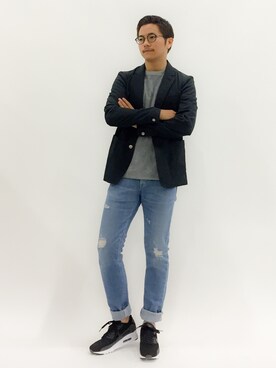 「パイル」｜「アイテム（その他アウター）」を使った、K-1RO(ケーイチロー)さん（メンズ・171cm）の夏コーディネート