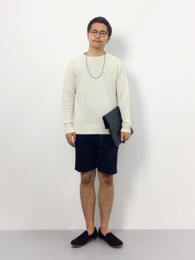 「クルーネックニット」｜K-1RO(ケーイチロー)さん（メンズ・171cm）の夏コーディネート
