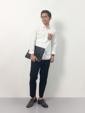 「フラワープリント」｜「アイテム（その他シューズ）」を使った、K-1RO(ケーイチロー)さん（メンズ・171cm）の夏コーディネート