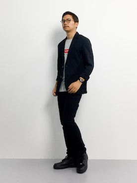「グレーTシャツ」｜「アイテム（その他アウター）」を使った、K-1RO(ケーイチロー)さん（メンズ・171cm）の夏コーディネート