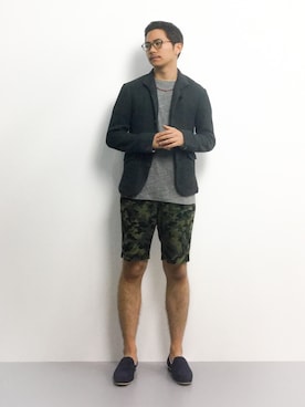 「カモフラパンツ」｜「アイテム（その他アウター）」を使った、K-1RO(ケーイチロー)さん（メンズ・171cm）の夏コーディネート