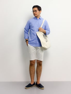「スエードシューズ」｜「アイテム（サンダル）」を使った、K-1RO(ケーイチロー)さん（メンズ・171cm）の夏コーディネート