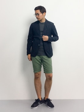 「ストライプジャケット」｜K-1RO(ケーイチロー)さん（メンズ・171cm）の夏コーディネート