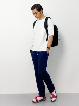 「クルーネックニット」｜K-1RO(ケーイチロー)さん（メンズ・171cm）の夏コーディネート