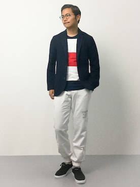 「マリン」｜「アイテム（その他アウター）」を使った、K-1RO(ケーイチロー)さん（メンズ・171cm）の夏コーディネート