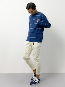 「クルーネックニット」｜K-1RO(ケーイチロー)さん（メンズ・171cm）の夏コーディネート