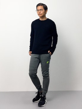 「クルーネックニット」｜K-1RO(ケーイチロー)さん（メンズ・171cm）の夏コーディネート
