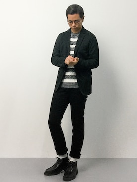 「クルーネックニット」｜K-1RO(ケーイチロー)さん（メンズ・171cm）の秋コーディネート