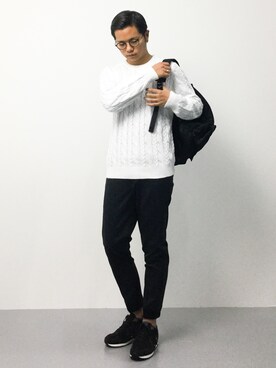 「クルーネックニット」｜K-1RO(ケーイチロー)さん（メンズ・171cm）の秋コーディネート