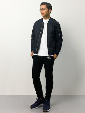 「URBAN RESEARCH（アーバンリサーチ）のアイテム（MA-1）」を使った、K-1RO(ケーイチロー)さん（メンズ・171cm）の秋コーディネート