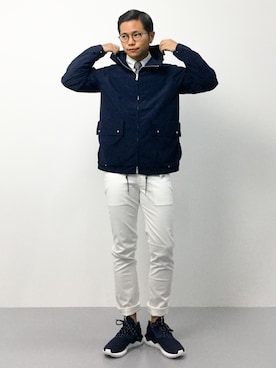「ボタンダウンシャツ」｜「アイテム（ブルゾン）」を使った、K-1RO(ケーイチロー)さん（メンズ・171cm）の秋コーディネート
