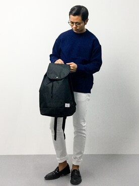 「クルーネックニット」｜K-1RO(ケーイチロー)さん（メンズ・171cm）の秋コーディネート