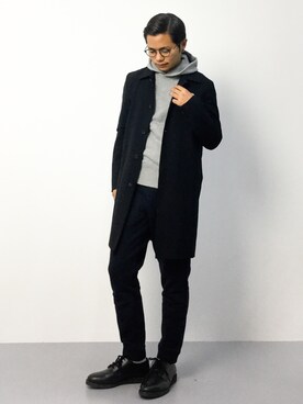 「STUDIOUS（ステュディオス）のアイテム（ステンカラーコート）」を使った、K-1RO(ケーイチロー)さん（メンズ・171cm）の秋コーディネート