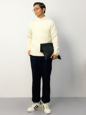 「クルーネックニット」｜K-1RO(ケーイチロー)さん（メンズ・171cm）の秋コーディネート