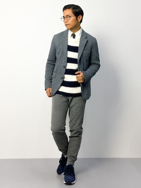 「クルーネックニット」｜K-1RO(ケーイチロー)さん（メンズ・171cm）の秋コーディネート