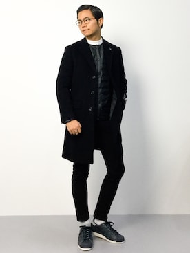 「URBAN RESEARCH（アーバンリサーチ）のアイテム（チェスターコート）」を使った、K-1RO(ケーイチロー)さん（メンズ・171cm）の秋コーディネート
