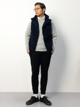 「クルーネックニット」｜K-1RO(ケーイチロー)さん（メンズ・171cm）の秋コーディネート