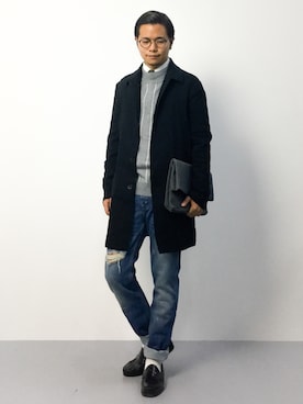 「STUDIOUS（ステュディオス）のアイテム（ステンカラーコート）」を使った、K-1RO(ケーイチロー)さん（メンズ・171cm）の秋コーディネート