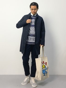 「Keith Haring（キース・ヘリング）のアイテム」を使った、K-1RO(ケーイチロー)さん（メンズ・171cm）の秋コーディネート