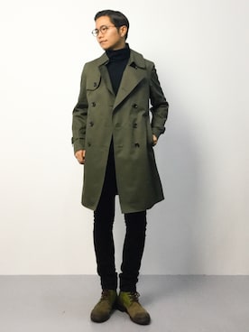 「green label relaxing（グリーンレーベルリラクシング）のアイテム（トレンチコート）」を使った、K-1RO(ケーイチロー)さん（メンズ・171cm）の秋コーディネート